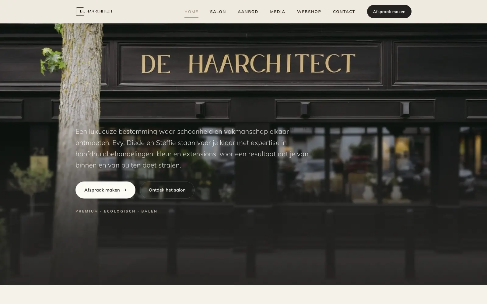 De website van kapsalon De Haarchitect in Balen