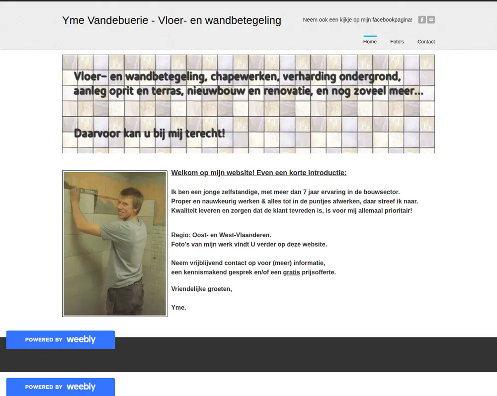 De oude site van Yme Vandebuerie, zoals hij was voor de nieuwe.