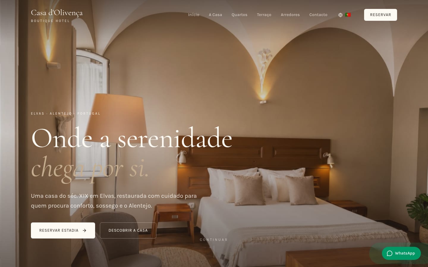 De homepage van boetiekhotel Casa d’Olivença in Elvas.